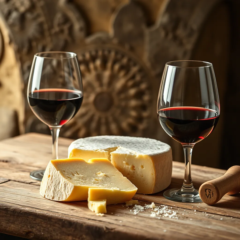 Queijo Serra da Estrela e taça de vinho do Dão